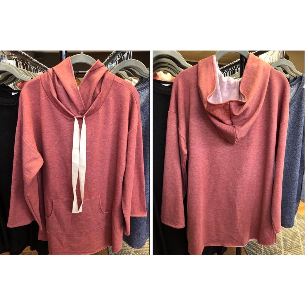 Oversized Mauve Hoodie Kangaroo Pocket Sweatshirt! - Picture 5 of 9